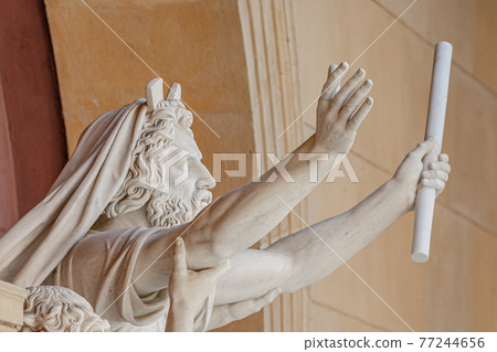 Old statue with prophets in Judaism Moses, Aaron and Hur at the old Church of Peace (Friedenskirche), located at Sanssouci City Park entrance in Potsdam, Germany Old statue with prophets in Judaism Moses, Aaron and Hur at the old Church of Peace (Friedenskirche), located at Sanssouci City Park entrance in Potsdam, Germany 77244656