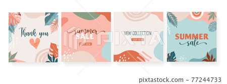 Bohemian Summer, set of modern summer sale post design with rainbow, flamingo, pineapple, ice cream Bohemian Summer, set of modern summer sale post design with rainbow, flamingo, pineapple, ice cream 77244733