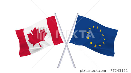 加拿大和歐盟旗幟 77245131
