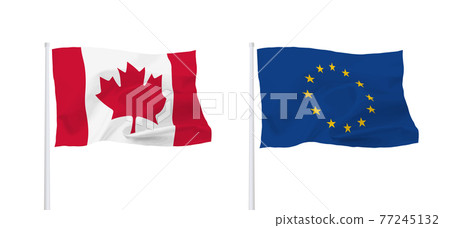 加拿大和歐盟旗幟 77245132