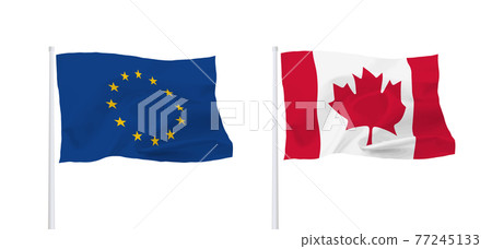 加拿大和歐盟旗幟 77245133