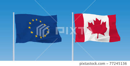 Canadian and EU flags Canadian and EU flags 77245136