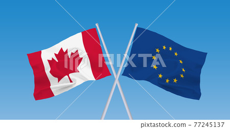 Canadian and EU flags 77245137