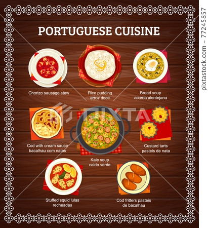 Portuguese food menu cover, Portugal cuisine meals 77245857