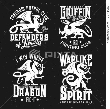 T-shirt prints of heraldic griffins vector mascot T-shirt prints of heraldic griffins vector mascot 77245870