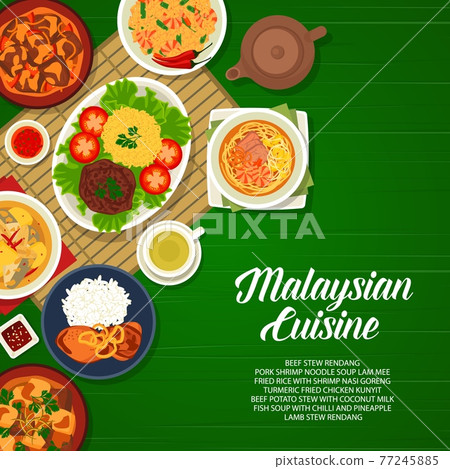 Malaysian food menu cover, restaurant cuisine dish 77245885