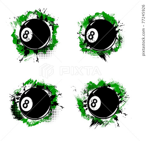 Billiard ball, pool snooker sport halftone banners 77245926