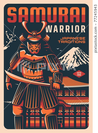 Samurai with sword, ancient warrior of Japan Samurai with sword, ancient warrior of Japan 77245943