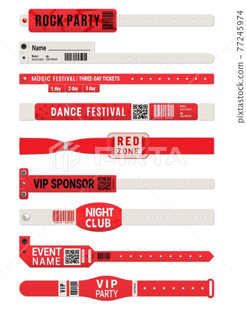 Event access bracelet or wristband mockups 77245974