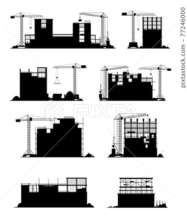 Construction site silhouettes, building, equipment 77246000
