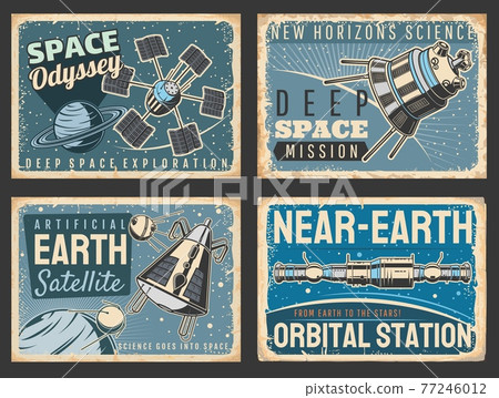 Outer space and galaxy research vector posters 77246012