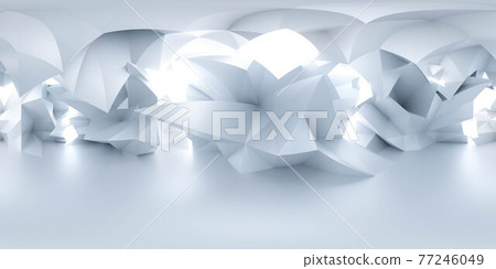 full 360 degree panorama view of white abstract polygon design empty hall futuristic architecture 3d render illustration hdri hdr vr design full 360 degree panorama view of white abstract polygon design empty hall futuristic architecture 3d render illustration hdri hdr vr design 77246049