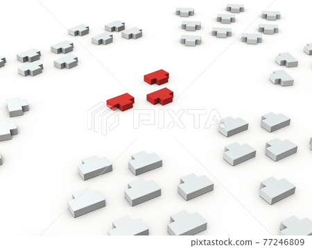 Desperate, image of a four-sided song. White background. 3D rendering. 77246809