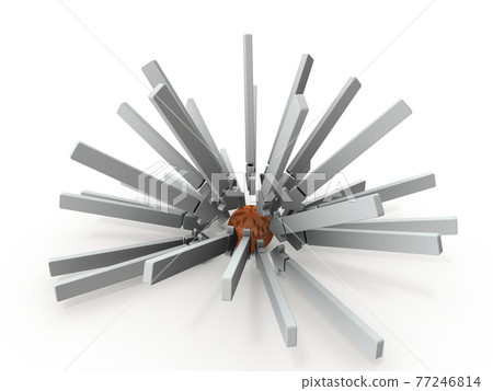 代表攻擊目標核心的摘要。白色背景。 3D 渲染。 77246814