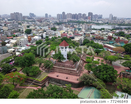 Aerial view of Fort Zeelandia, Tainan, Taiwan. 77246849