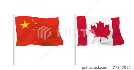 加拿大和中國國旗 77247955