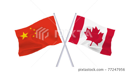 加拿大和中國國旗 77247956