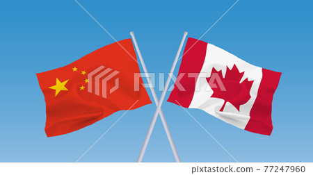 加拿大和中國國旗 77247960