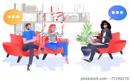 psychologist in mask dealing with problems in family relationships solving psychological problem on session 77248278