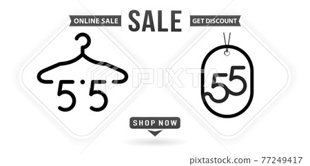Hanger and Tag 5.5 sale, 5.5 Online sale, Number Sale monochrome with isolated white backgrounds for poster or flyer design, social media banner, shopping online web banner online shop 77249417