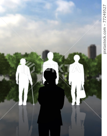 Male generation gap and Tomadou male silhouette white and black CG illustration vertical Male generation gap and Tomadou male silhouette white and black CG illustration vertical 77249527