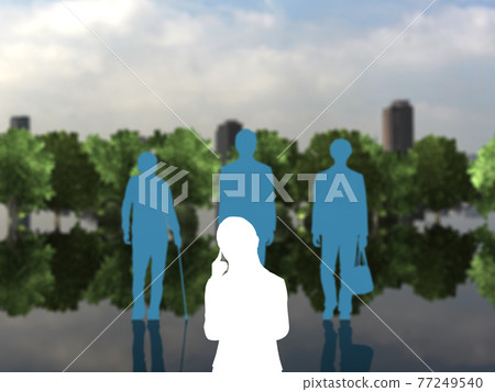 男性代溝中的 Tomadou 女性剪影 CG 插圖旁邊的顏色編碼 男性代溝中的 Tomadou 女性剪影 CG 插圖旁邊的顏色編碼 77249540