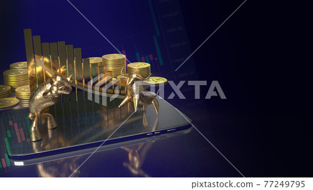 The gold bull and bear for business concept 3d rendering The gold bull and bear for business concept 3d rendering 77249795