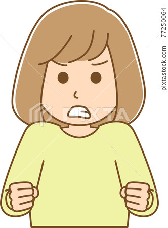 Illustration of a woman who is angry and has power in both hands Illustration of a woman who is angry and has power in both hands 77250064