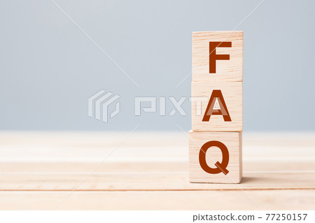wooden cube blocks with FAQ text (frequently asked questions) on table background. Financial, marketing and business concepts wooden cube blocks with FAQ text (frequently asked questions) on table background. Financial, marketing and business concepts 77250157
