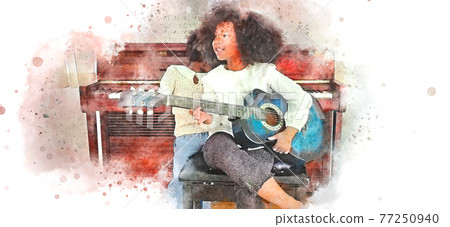 abstract piano keyboard watercolor illustrtion painting background. abstract piano keyboard watercolor illustrtion painting background. 77250940