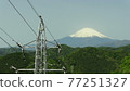 Power lines in the mountains and Mt. Fuji 77251327