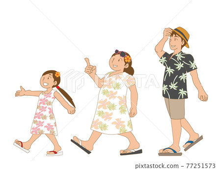 Good friends walking in an aloha shirt 77251573