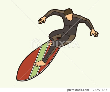 Surfing Sport Male Player Cartoon Graphic Vector 77251684