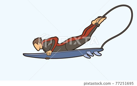 Surfing Sport Male Player Cartoon Graphic Vector 77251695
