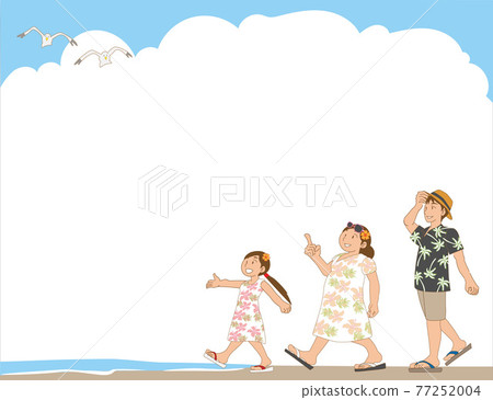 Frame material for parents and children to enjoy the beach with Hawaiian shirts 77252004