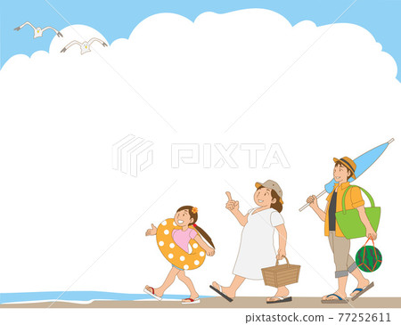 Frame material for good friends and children to enjoy summer vacation on the beach 77252611