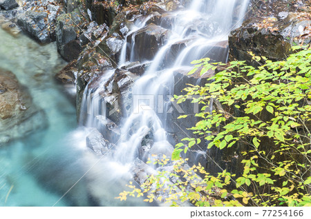 Beautiful waterfalls and emerald green waterfall basins 77254166