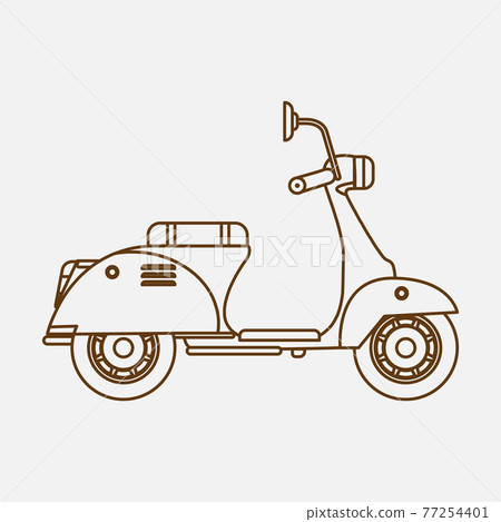 Scooter delivery with line art style. Outline motorcycle icon. Vector illustration. 77254401
