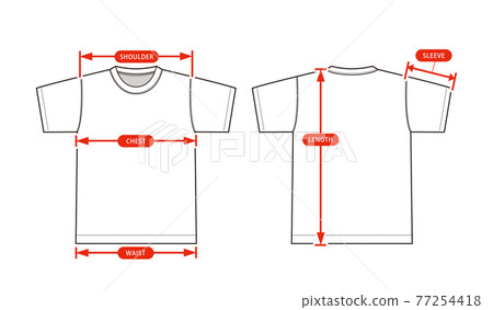 Size chart vector illustration for apparel and fashion content / short sleeve T-shirt 77254418