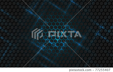 Black and blue abstract hexagonal technology...-插圖素材 [77255407] - PIXTA圖庫