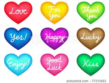 9 kinds of messages on 9 colored hearts 9 kinds of messages on 9 colored hearts 77255681
