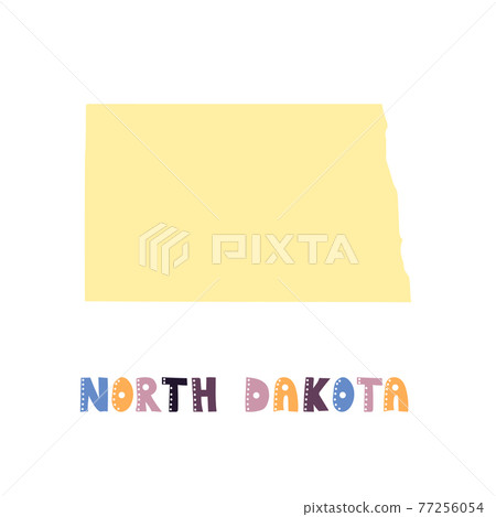 USA collection. Map of North Dakota - yellow silhouette 77256054