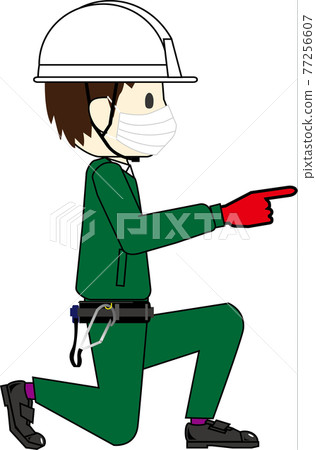 Worker kneeling 77256607