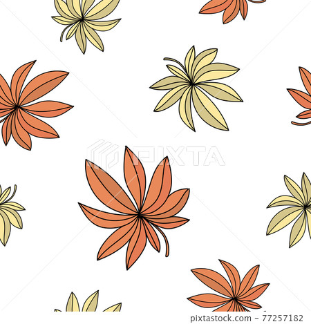 ORANGE YELLOW LEAVES Nature Autumn Floral Fall Season Cartoon On White Background Seamless Pattern Vector Illustration For Print ORANGE YELLOW LEAVES Nature Autumn Floral Fall Season Cartoon On White Background Seamless Pattern Vector Illustration For Print 77257182