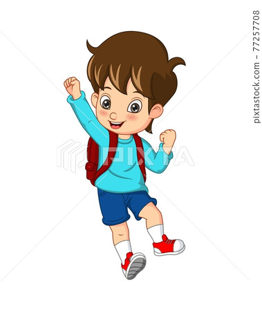 Cartoon cute boy with backpack Cartoon cute boy with backpack 77257708