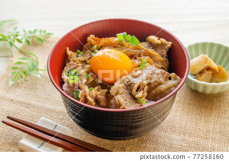Gyudon with yolk on it Gyudon with yolk on it 77258160
