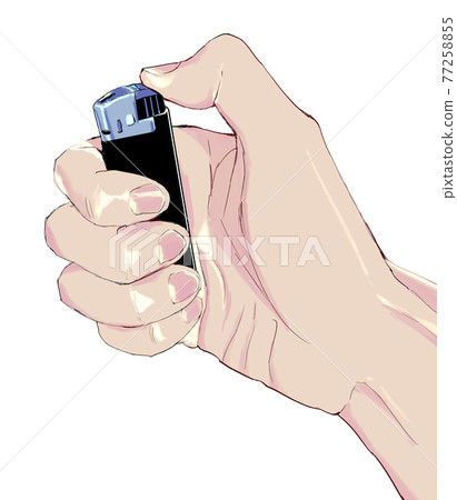 Colorful illustrations of realistic hands lit with a lighter 2 Colorful illustrations of realistic hands lit with a lighter 2 77258855