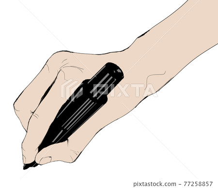 Illustration of a realistic hand holding a felt-tip pen Illustration of a realistic hand holding a felt-tip pen 77258857