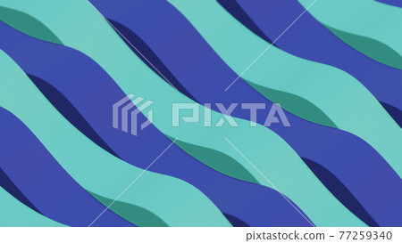 Blue and green stripes in waves. 3D illustration Blue and green stripes in waves. 3D illustration 77259340