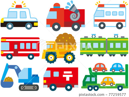 Vehicles, working cars, illustrations, material set (No. 8) Vehicles, working cars, illustrations, material set (No. 8) 77259577